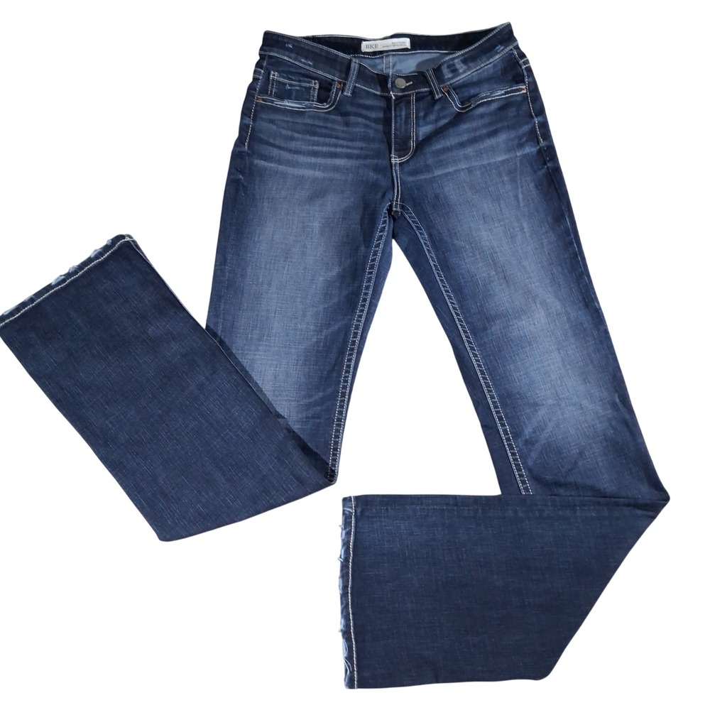 BKE Payton Mid Rise Bootcut Jeans Dk Wash 30x37.5 (Fits 32x36) Tall X-tra Long